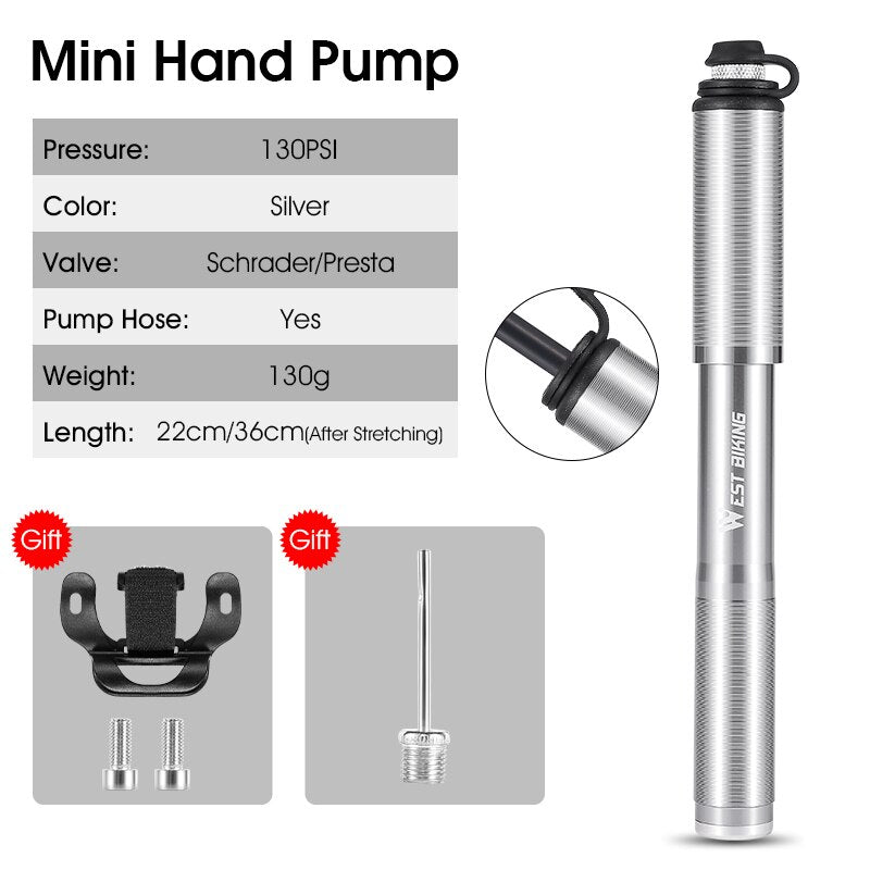 WEST BIKING Mini Bicycle Pump with Extension Hose