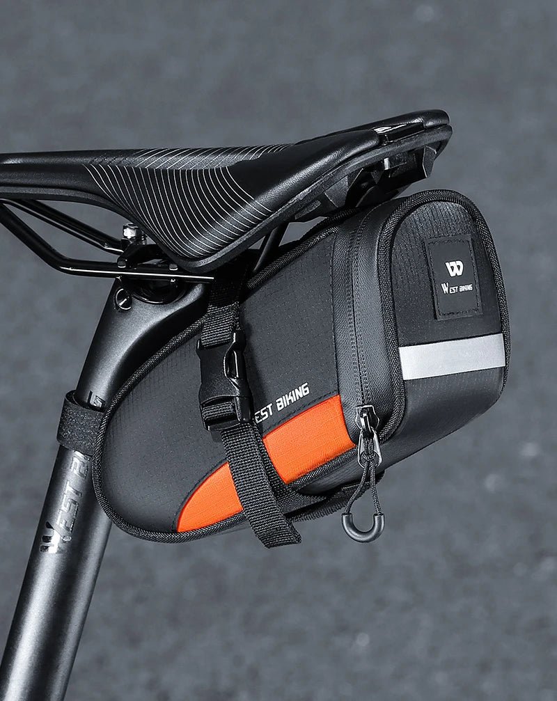 WEST BIKING Portable Bike Tail Bag 1.2L Reflective Cycling Bag