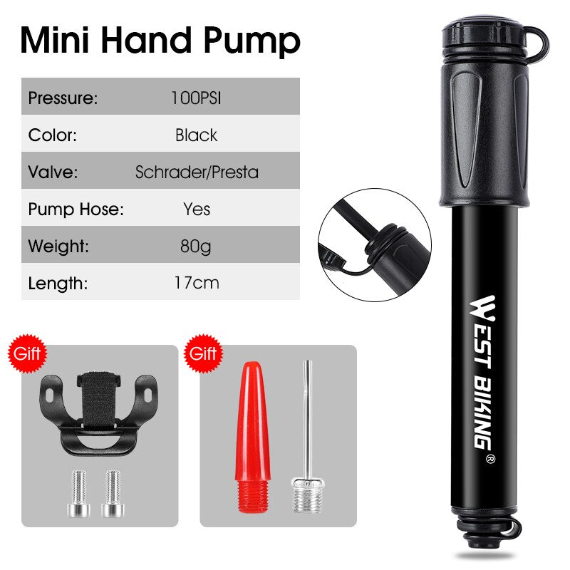 WEST BIKING Mini Bicycle Pump with Extension Hose