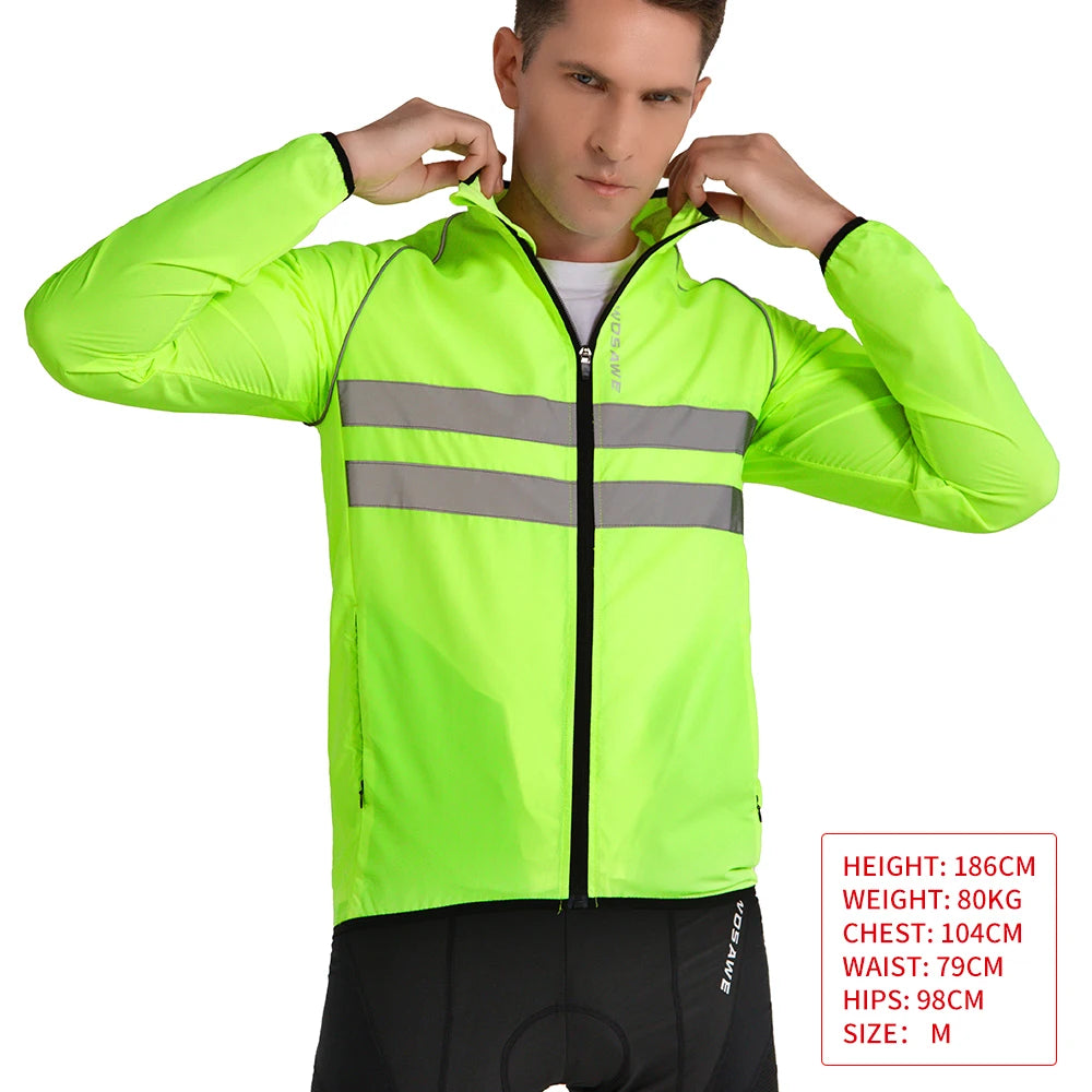 High Vis Cyclist Reflective long Sleeve Windbreaker Jacket