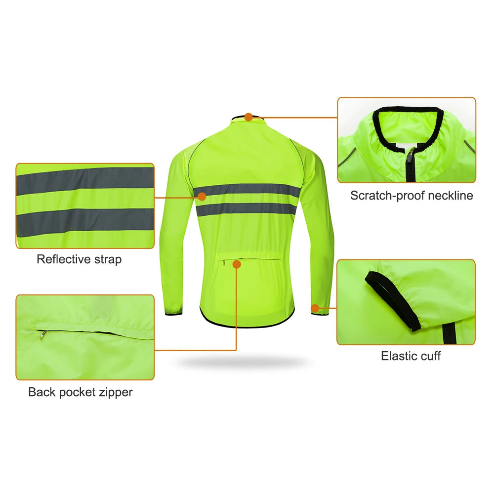 High Vis Cyclist Reflective long Sleeve Windbreaker Jacket