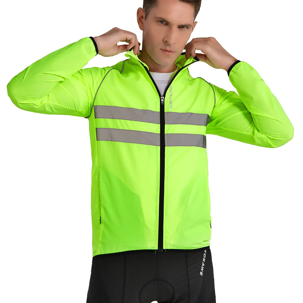 High Vis Cyclist Reflective long Sleeve Windbreaker Jacket