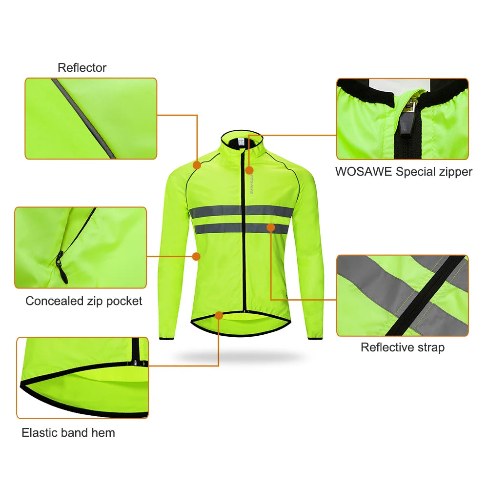 High Vis Cyclist Reflective long Sleeve Windbreaker Jacket