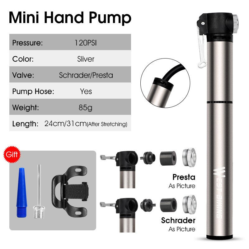 WEST BIKING Mini Bicycle Pump with Extension Hose