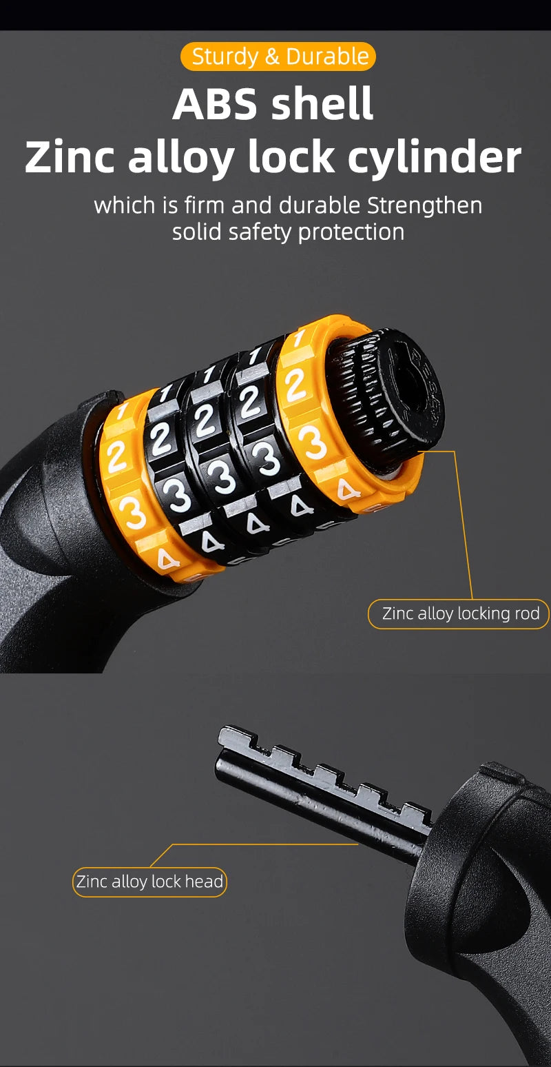 WEST BIKING 65-150cm  Bike Chain with 5 Digit code Lock