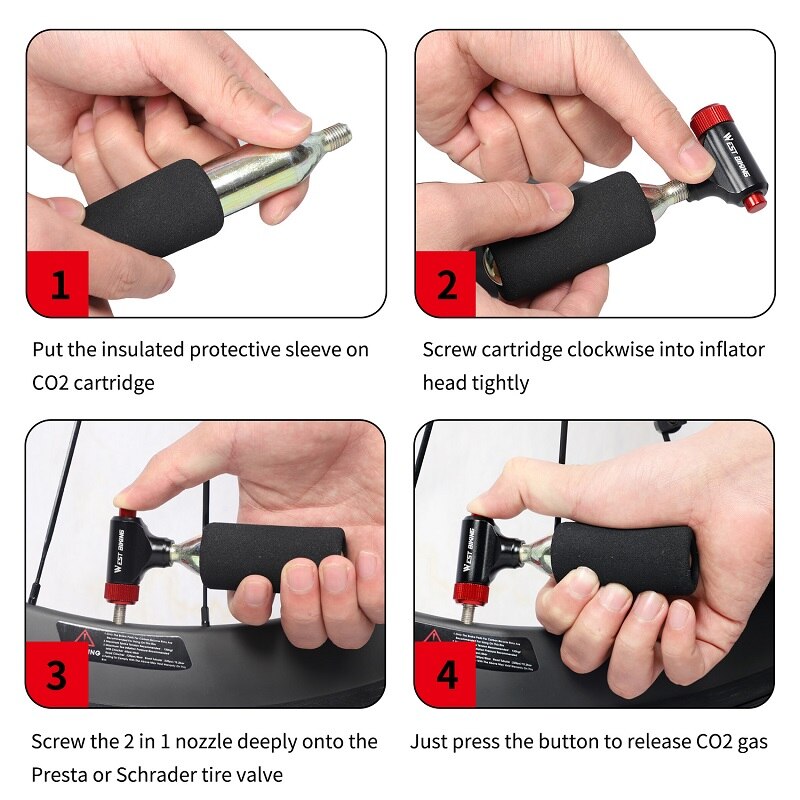 WEST BIKING Mini Portable CO2 Bicycle Pump