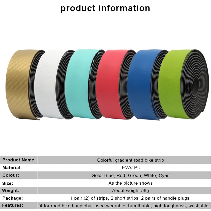 Road Bike Handle Bar Tape EVA PU Colorful gradient to black