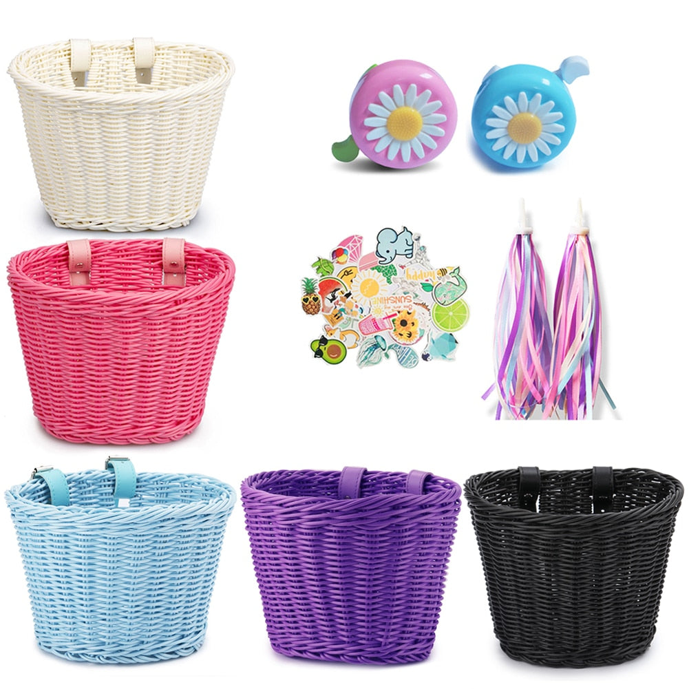 Bicycle Basket, Stickers and Bell for Child's Bike