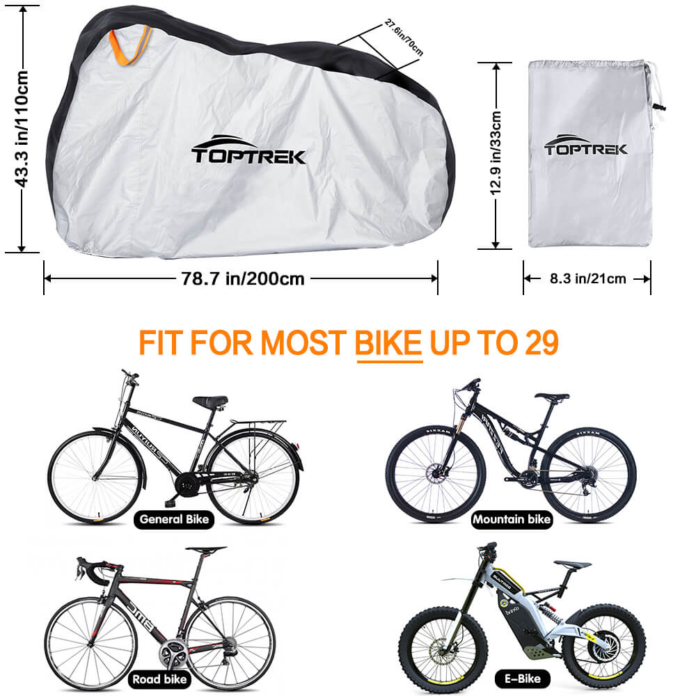 Toptrek Outdoor Bike Dust and Rain Cover UV Protected for electric, road, mountain and all types of bikes.