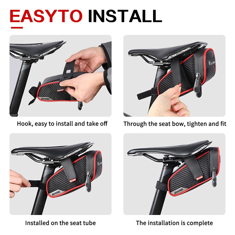 Rainproof Bicycle Saddle Bag for Mountain, Road or Electric Bikes.