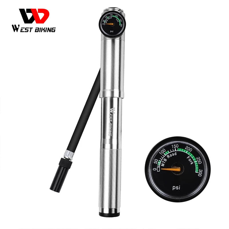 WEST BIKING Portable Mini Bicycle Pump up to160 PSI High Pressure