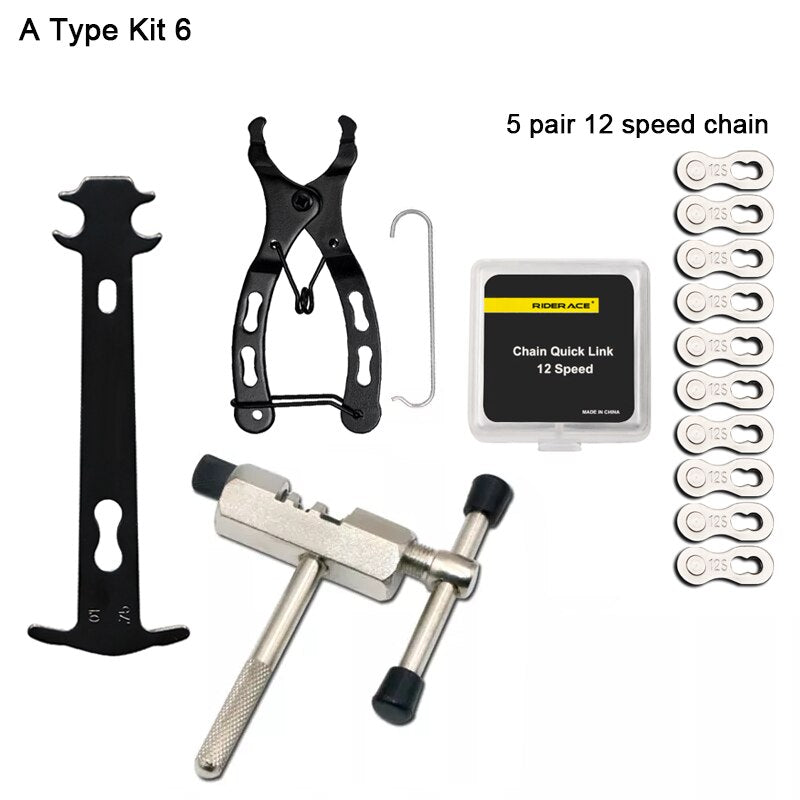 Bicycle Tools: Chain Tool Set, chain checker, link pliers, breaker and links