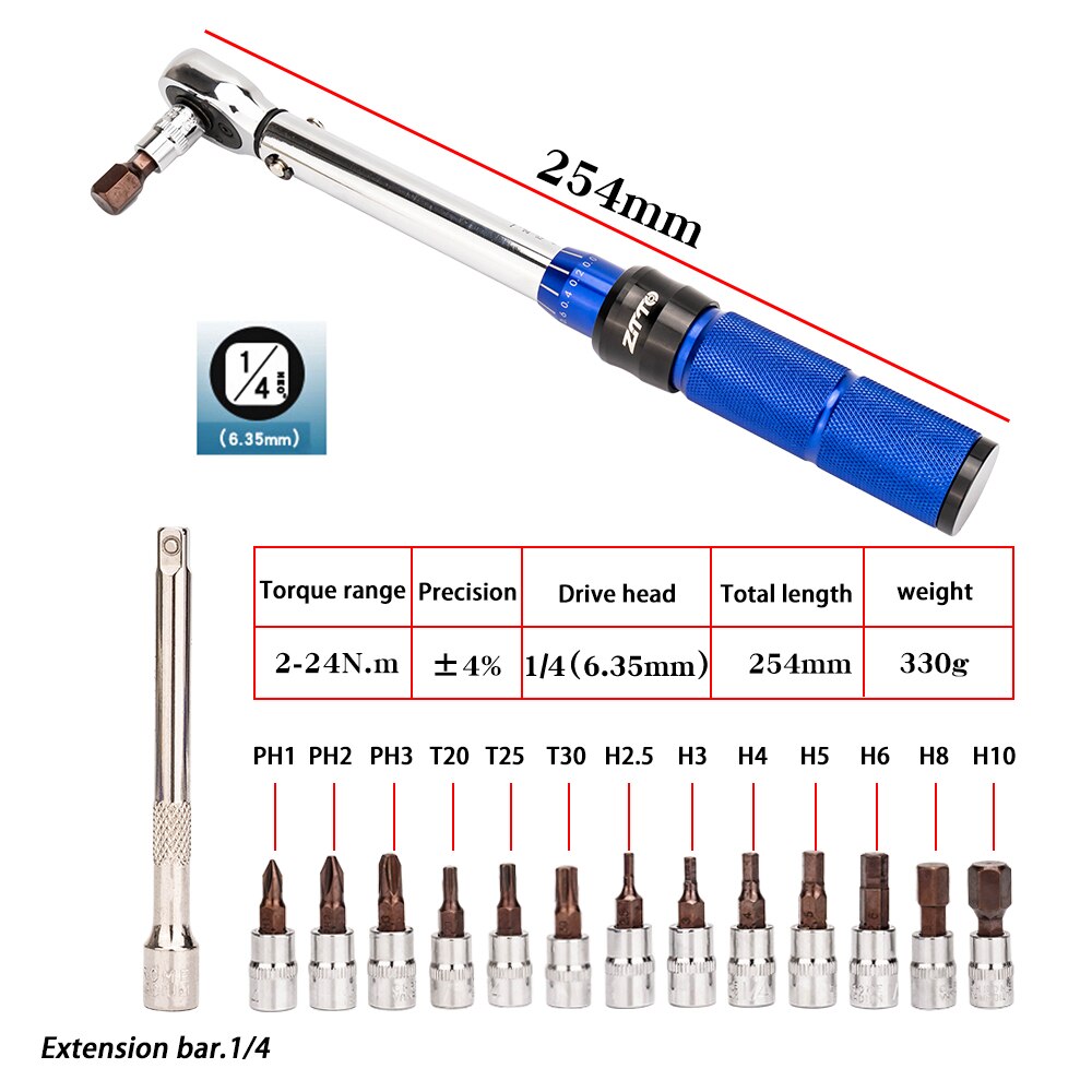 ZTTO Bicycle Torque Wrench Set  2-20Nm with Allen Key sockets