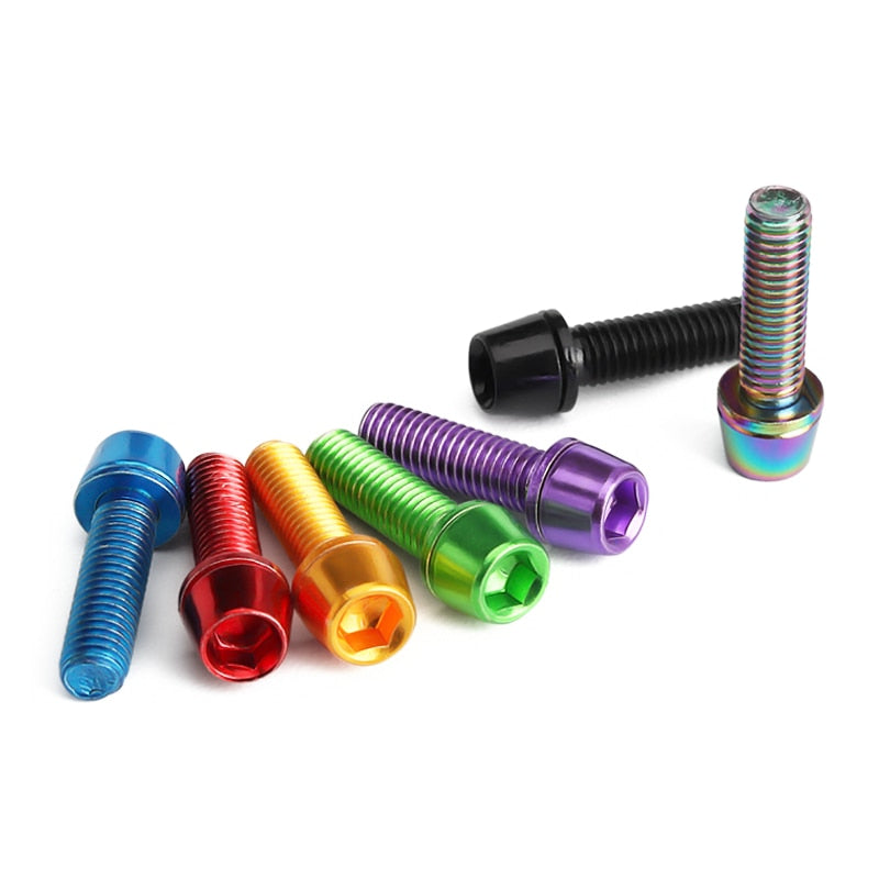 Bicycle Headset bolts for handlebar clamp, Titanium-plated Colorful SM5*18MM suitable for most bikes.