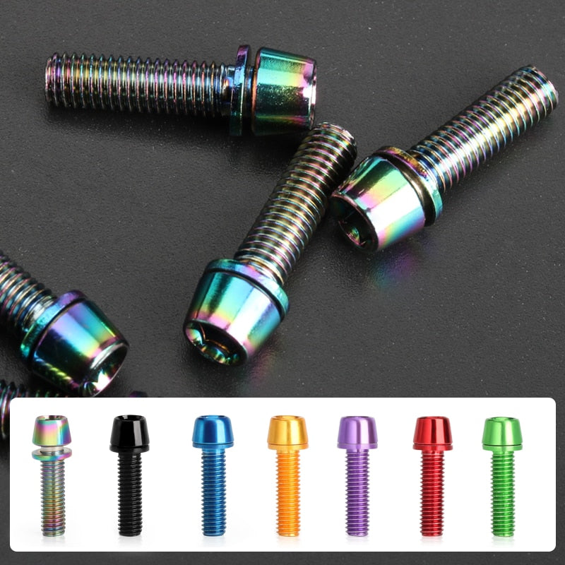 Bicycle Headset bolts for handlebar clamp, Titanium-plated Colorful SM5*18MM suitable for most bikes.