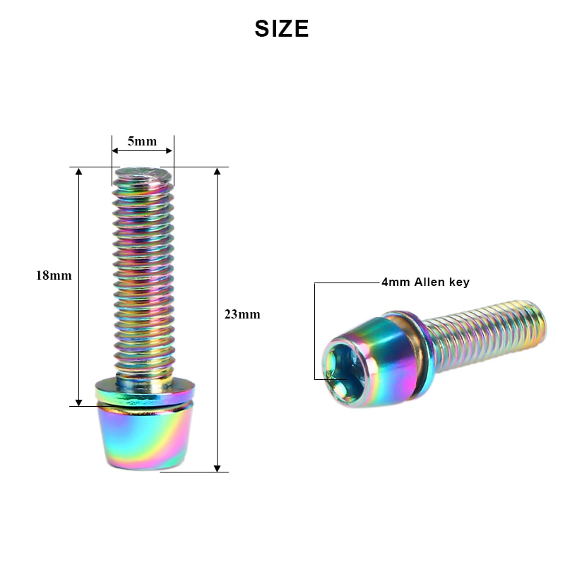 Bicycle Headset bolts for handlebar clamp, Titanium-plated Colorful SM5*18MM suitable for most bikes.