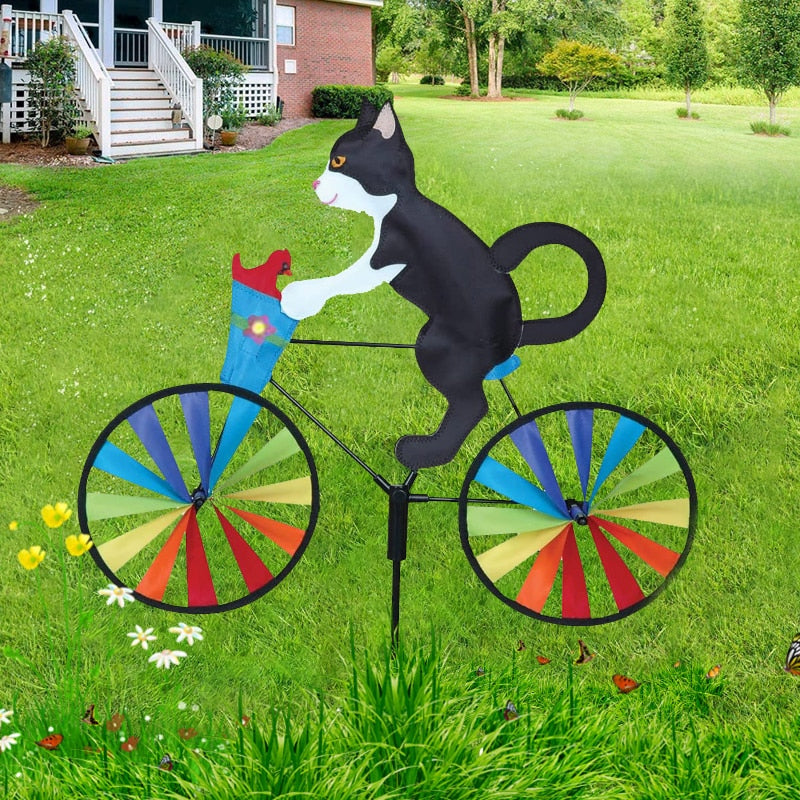 Fun Cat or Dog Bicycle Wind Spinners for Garden or porch