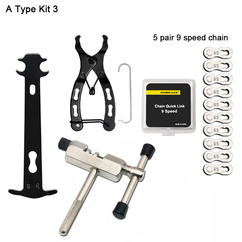 Bicycle Tools: Chain Tool Set, chain checker, link pliers, breaker and links