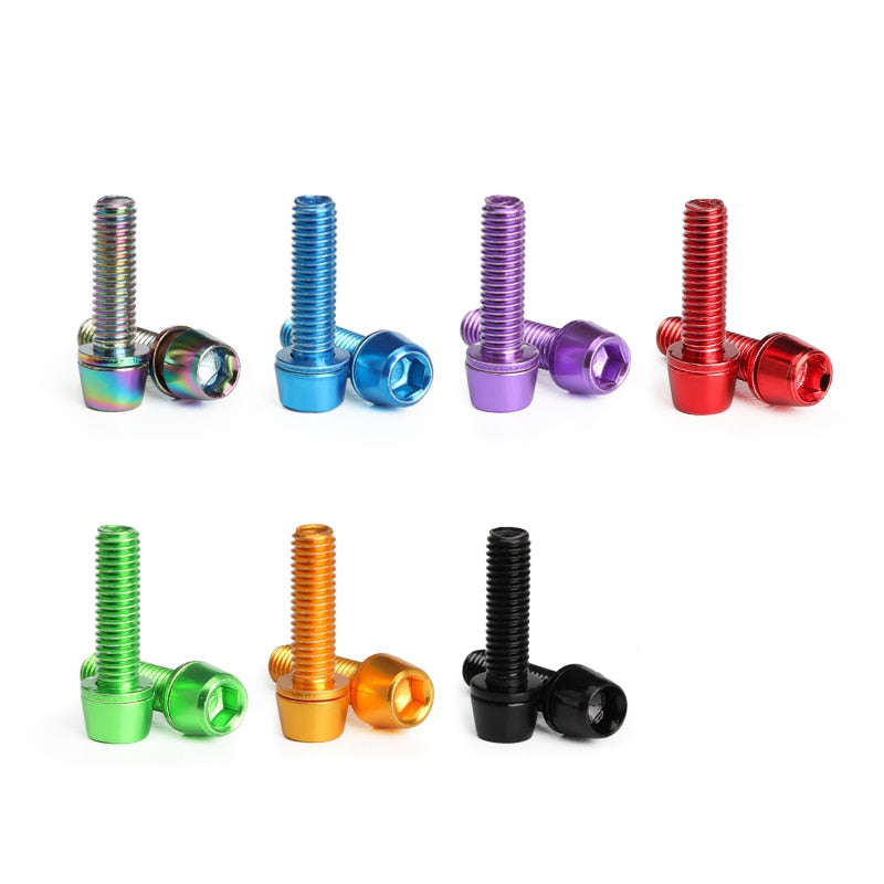 Bicycle Headset bolts for handlebar clamp, Titanium-plated Colorful SM5*18MM suitable for most bikes.