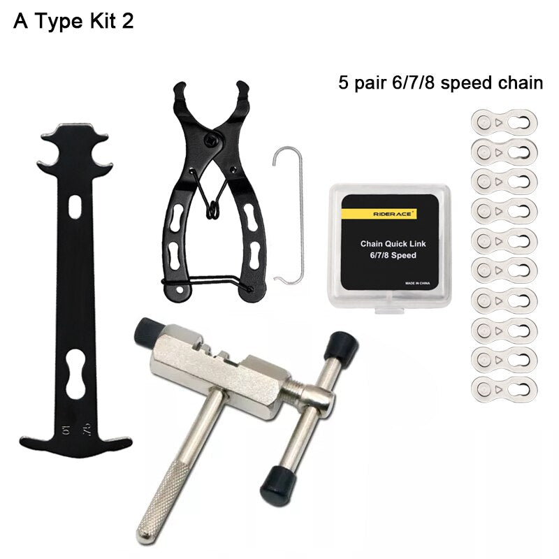 Bicycle Tools: Chain Tool Set, chain checker, link pliers, breaker and links