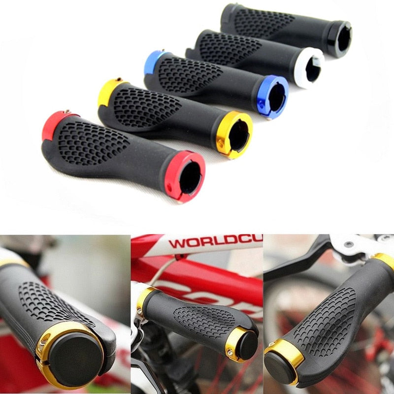 Bicycle rubber handlebar grip available with optional different accent end cap colours